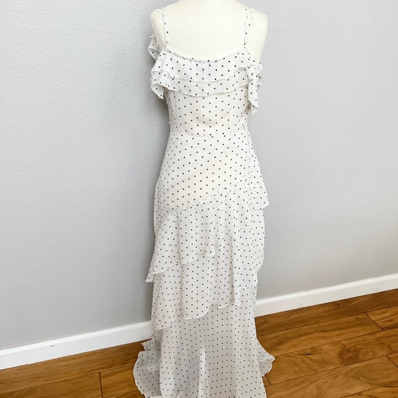 🎉 Sale Forever 21 White Black Polka Dot Long Dress M - Picture 3 of 5